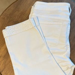 NYDJ Alyssia Rhinestone White Crop Jeans Size 12